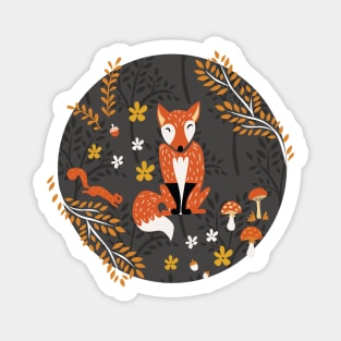 Foxes Running in a Forest of Fall Trees Sticker